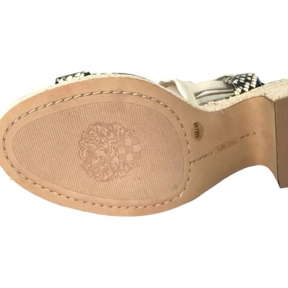 Vince Camuto Roreka Espadrille Block Heel Sandal Warm Vanilla Black Python - Picture 9 of 14